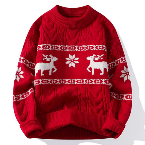 Pull de Noël à manches longues à motif de renne pour la famille, pull à col rond, tricots de vacances de Noël, pull coréen pour homme