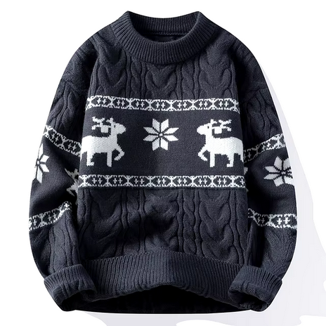 Pull de Noël à manches longues à motif de renne pour la famille, pull à col rond, tricots de vacances de Noël, pull coréen pour homme