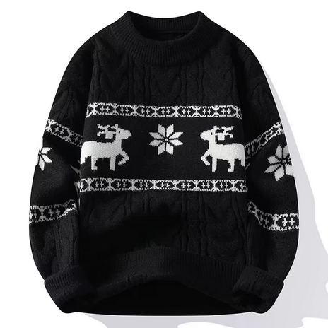 Pull de Noël à manches longues à motif de renne pour la famille, pull à col rond, tricots de vacances de Noël, pull coréen pour homme