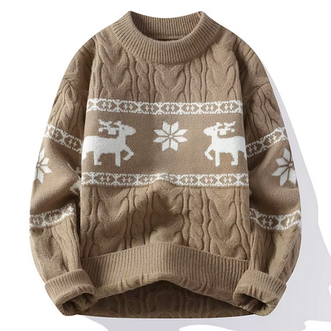 Pull de Noël à manches longues à motif de renne pour la famille, pull à col rond, tricots de vacances de Noël, pull coréen pour homme