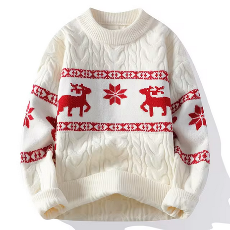 Pull de Noël à manches longues à motif de renne pour la famille, pull à col rond, tricots de vacances de Noël, pull coréen pour homme