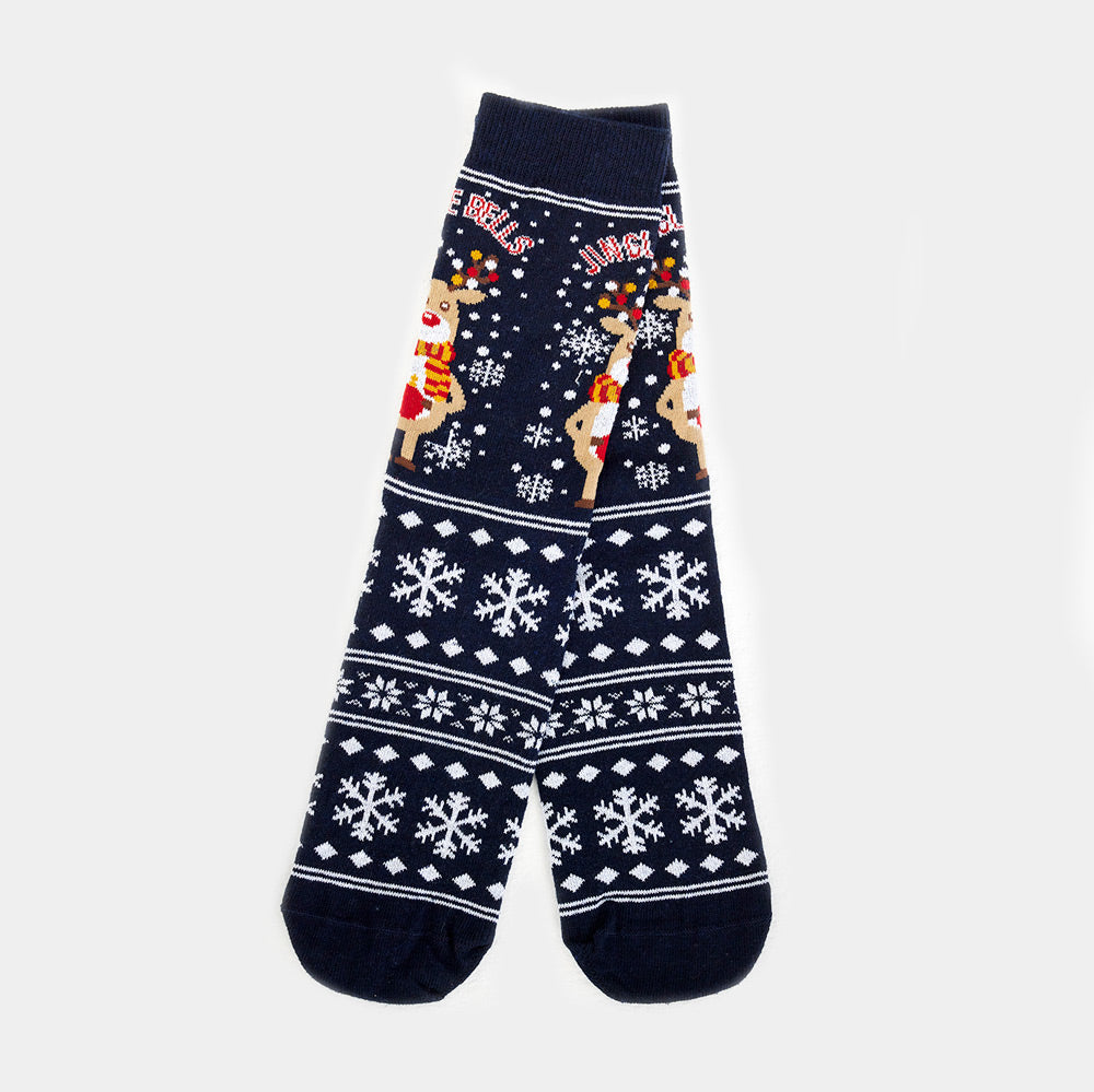 Chaussettes de Noël Unisexes avec Renne et Neige